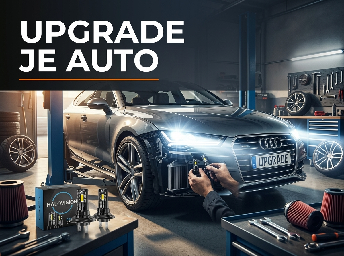 Auto accessoires upgrade met LED koplampen in gebruik
