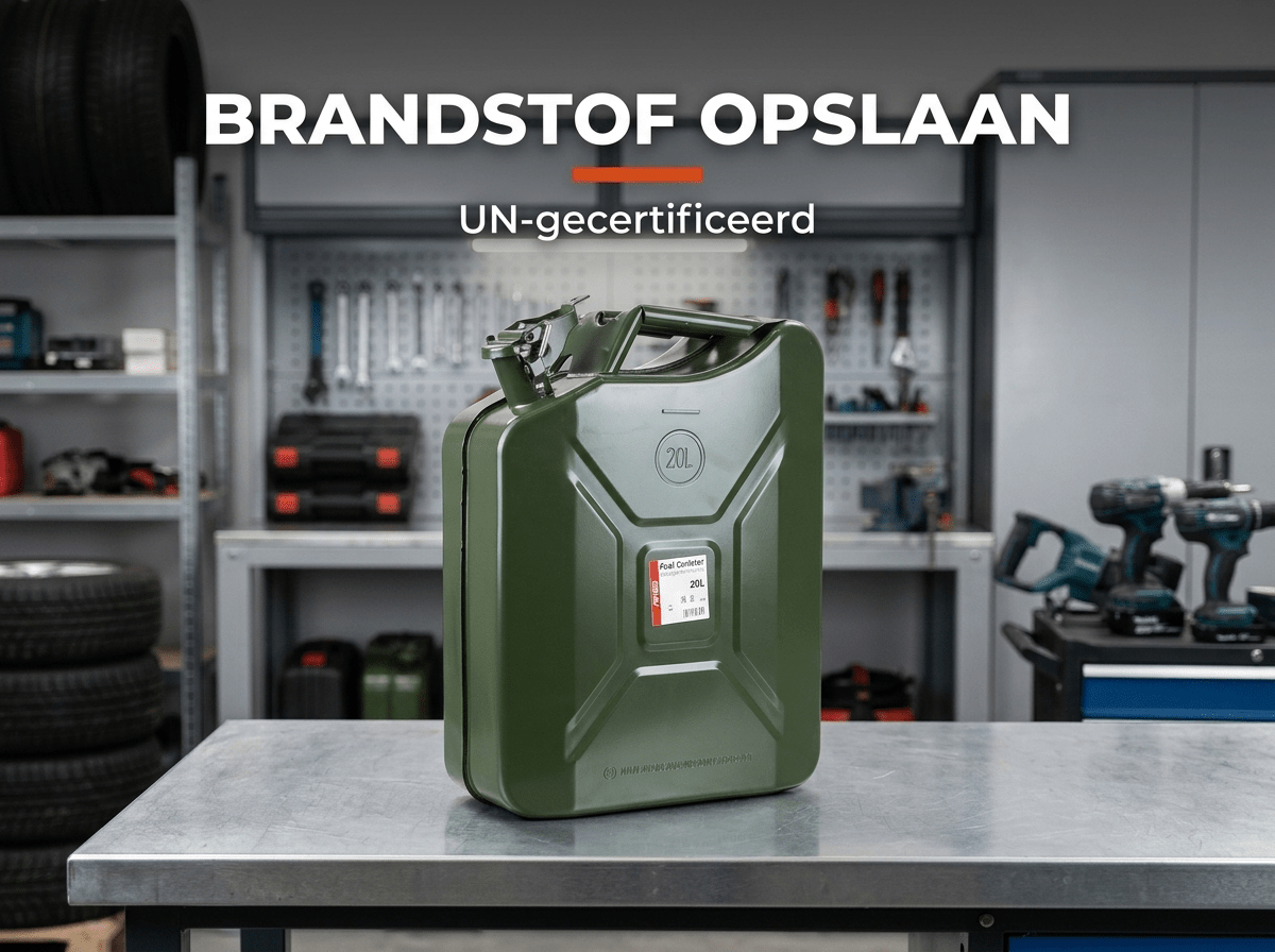 Brandstof veilig opslaan: de UN-gecertificeerde metalen jerrycan - VCTparts.nl