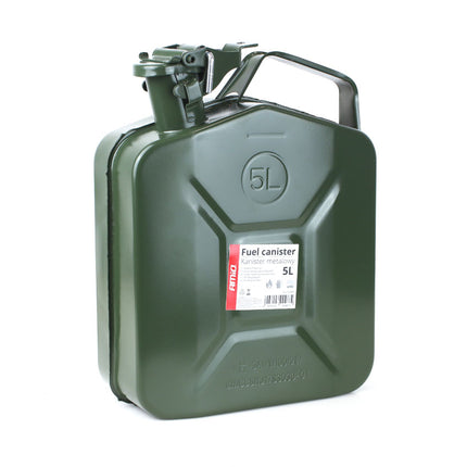 AMiO Metal Jerrycan 5L – UN-Gecertificeerde Metalen Brandstofcan Groen - Stalen Noodopslag Emergency Fuelcan Diesel Benzine