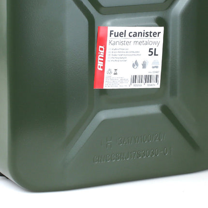AMiO Metal Jerrycan 5L – UN-Gecertificeerde Metalen Brandstofcan Groen - Stalen Noodopslag Emergency Fuelcan Diesel Benzine