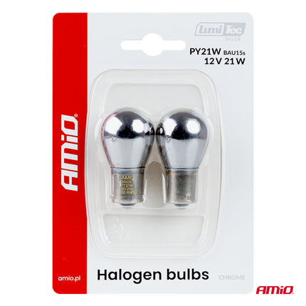 AMiO LumiTec PY21W Chrome Off-Road Halogeen Autolampen – Trillings- en Hittebestendig BAU15s 12V 21W (2 stuks)