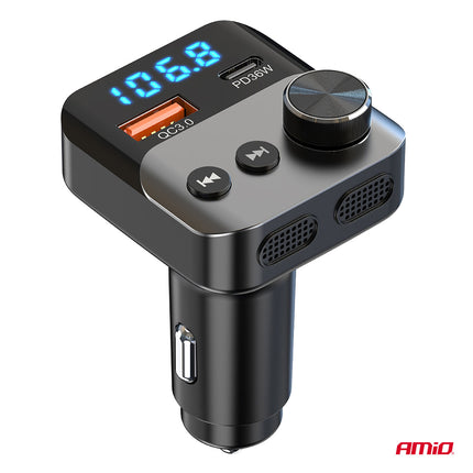 Joyroom Bluetooth Music FM Transmitter Pro Handfree Call mit Bassbooster USB-C & 2X USB-A Ladegerät Schwarz