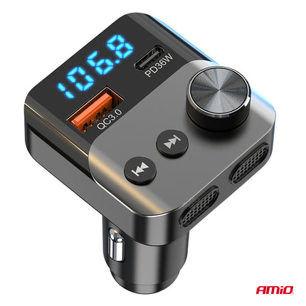 Joyroom Bluetooth Music FM Transmitter Pro Handfree Call mit Bassbooster USB-C & 2X USB-A Ladegerät Schwarz