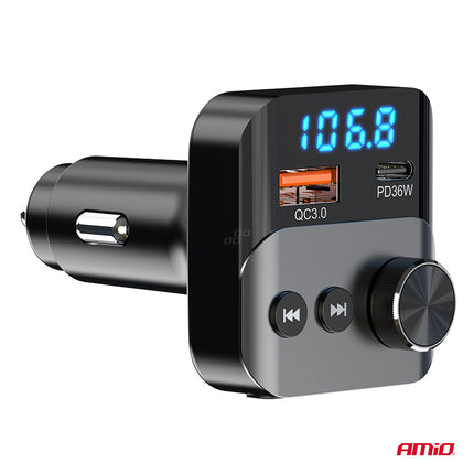 Joyroom Bluetooth Music FM Transmitter Pro Handfree Call mit Bassbooster USB-C & 2X USB-A Ladegerät Schwarz