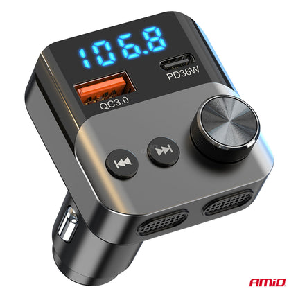 Joyroom Bluetooth Music FM Transmitter Pro Handfree Call mit Bassbooster USB-C & 2X USB-A Ladegerät Schwarz