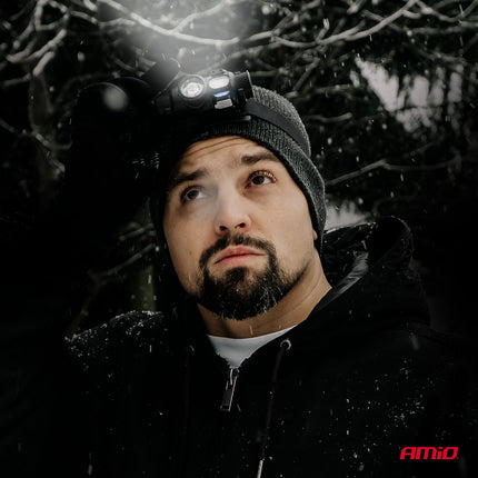 AMiO LED Hoofdlamp XPG+COB 1200mAh Met Bewegingssensor - USB Oplaadbaar en Verstelbare Hoofdband - voor Werk Outdoor en Noodsituaties