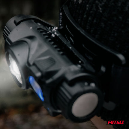 AMiO LED Hoofdlamp XPG+COB 1200mAh Met Bewegingssensor - USB Oplaadbaar en Verstelbare Hoofdband - voor Werk Outdoor en Noodsituaties