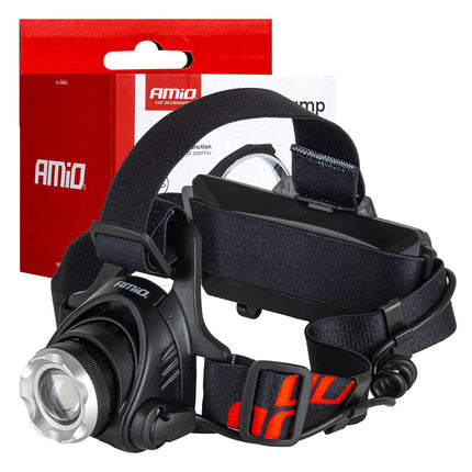 AMiO LED Hoofdlamp T6 3600mAh Met Zoomfunctie - Aluminium Behuizing en Oplaadbare Batterijen voor Outdoor Werkplaats en Noodsituaties