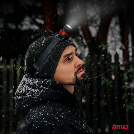 AMiO LED Hoofdlamp T6 3600mAh Met Bewegingssensor Zoomfunctie en ABS+Aluminium Behuizing - voor Werk Outdoor en Noodsituaties