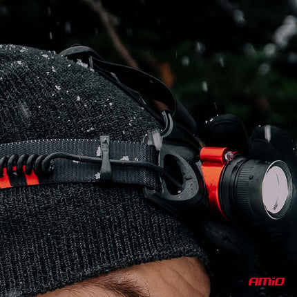 AMiO LED Hoofdlamp T6 3600mAh Met Bewegingssensor Zoomfunctie en ABS+Aluminium Behuizing - voor Werk Outdoor en Noodsituaties