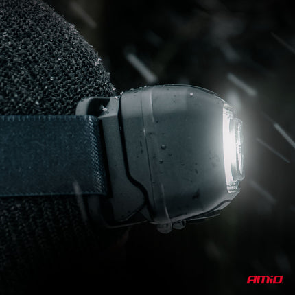 AMiO Hoofdlamp LED XPG+COB 1800mAh met Bewegingssensor - USB Oplaadbaar en Verstelbare Hoofdband - Voor Outdoor Werkplaats en Noodsituaties