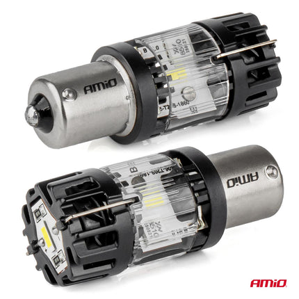 AMiO LED Lamp LumiTec BA15S P21W 12V FULL CANBUS – Helder Wit LED Vervanger (1 stuk)