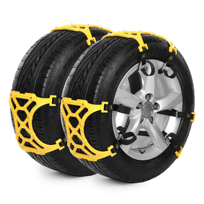 AMiO Universele Anti-Slip Sneeuwkettingen Set 6 Stuks - Antislip Spanbanden met Montagebeugel en Handschoenen voor Sneeuw IJs Modder en Zand