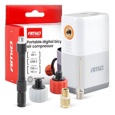 AMiO Draagbare Digitale Fietscompressor 40W USB-C Oplaadbaar - Mini Compressor Fietsband Oppompen tot 150 PSI