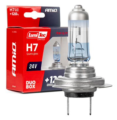 AMiO LumiTec Limited +120% Halogeenlampen H7 24V 55W PX26d Duo – Tot 120% Meer Licht Voor Vrachtwagens en Bussen