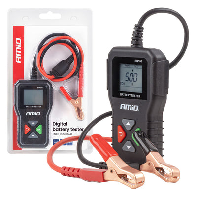 AMiO Professionele Digitale Accu Tester 2-220Ah 6V/12V/24V voor Auto, Motor en Vrachtwagen - Batterijtester Werkplaats