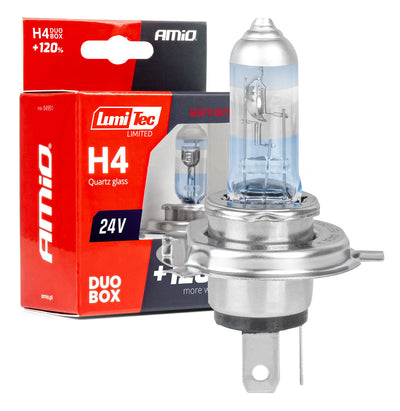 AMiO LumiTec Limited +120% Halogeenlampen H4 24V 75/70W P43t Duo – Tot 120% Meer Licht Voor Vrachtwagens en Bussen