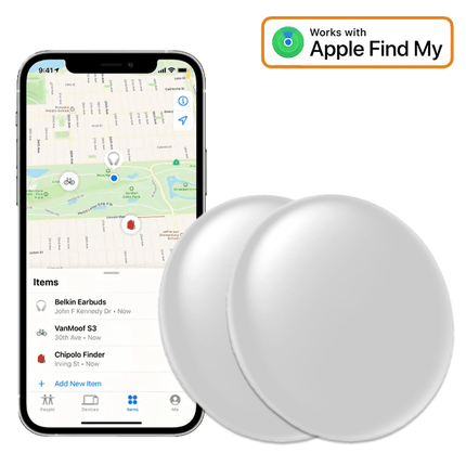 VCTparts 2 - Pack Smart Tag Bluetooth/GPS Locatie Tracker met Live Tracer Maps en Anti - Diefstal Functie - Werkt met Zoek Mijn App - IOS/iPhone - Wit Combideal 4