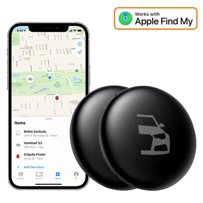 2 -pack Smart Tag Bluetooth/GPS -Standort -Tracker mit Live -Tracer -Karten und Anti -Deith -Funktion - funktioniert mit meiner App - iOS/iPhone Black