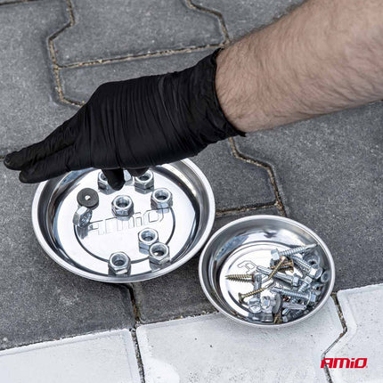 AMiO Magnetische Onderdelenbak Set RVS 110mm + 150mm Magneetschalen 2 stuks