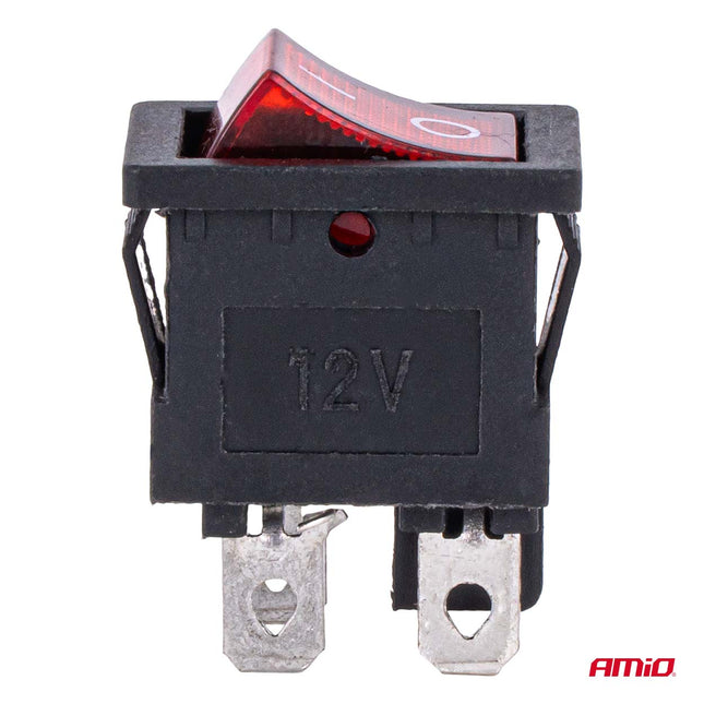 AMiO Einbau-Hebelschalter 20A 12V 24V - Professioneller Auto-Schalter mit roter LED-Anzeige für 12V und 24V Fahrzeuge
