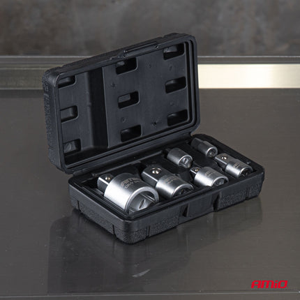 AMiO Dopadapterset 6-delig 1/4"-3/8"-1/2"-3/4" - Verloopset voor Dopsleutels