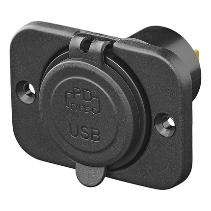 ProPlus USB Snellader Inbouw Type C 2 Weg 12V 24V met Montageplaat