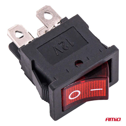AMiO Einbau-Hebelschalter 20A 12V 24V - Professioneller Auto-Schalter mit roter LED-Anzeige für 12V und 24V Fahrzeuge