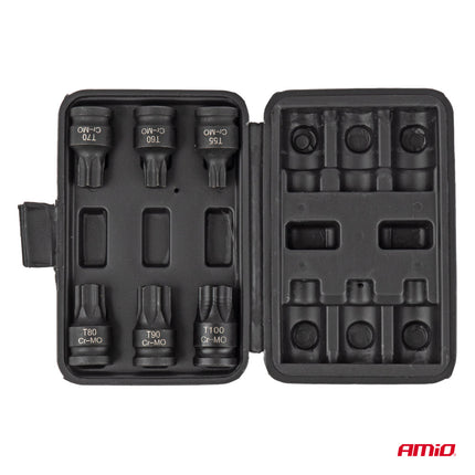 AMiO Bit Slagdoppenset T55-T100 6-delig - Torx Krachtdoppen