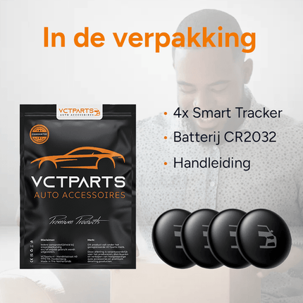 VCTparts 4 - Pack Smart Tag Bluetooth/GPS Locatie Tracker met Live Tracer Maps en Anti - Diefstal Functie - Werkt met Zoek Mijn App - IOS/iPhone zwart Combideal 5