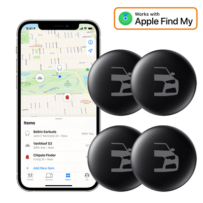 4 -pack Smart Tag Bluetooth/GPS -Standort -Tracker mit Live -Tracer -Karten und Anti -Theft -Funktion - Funktioniert mit meiner App - iOS/iPhone Black