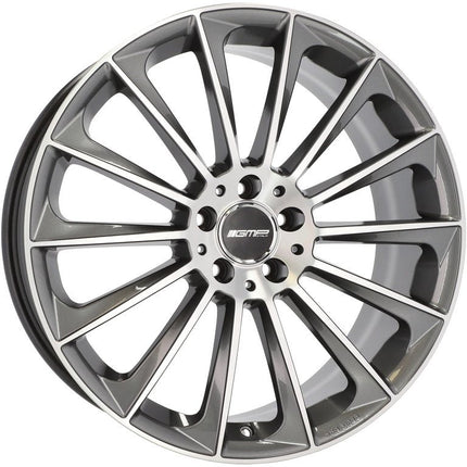 4 Velgen 17 inch STELLAR 5x112 ET45 66.5 Polished Graphite MG - Passend voor Audi Volkswagen Mercedes Seat Skoda - VCTparts.nl
