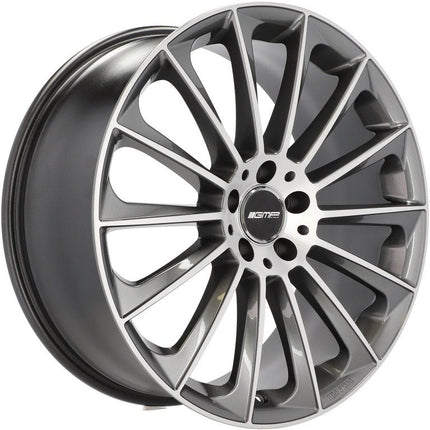 4 Velgen 17 inch STELLAR 5x112 ET45 66.5 Polished Graphite MG - Passend voor Audi Volkswagen Mercedes Seat Skoda - VCTparts.nl