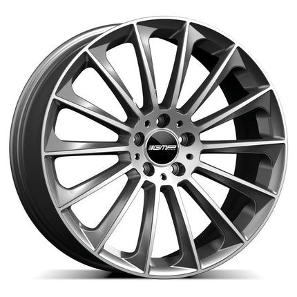 4 Velgen 17 inch STELLAR 5x112 ET45 66.5 Polished Graphite MG - Passend voor Audi Volkswagen Mercedes Seat Skoda - VCTparts.nl