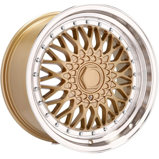 4 Velgen 18 inch Goud met Zilveren Rand 10x112/120 ET35 72.6 - Passend voor Mercedes, Audi, BMW - VCTparts.nl