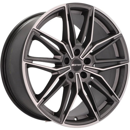 4 Velgen 18 inch SPECTER MGM Mat Grafiet Gepolijst 5x112 ET30 66.5 Geschikt voor Audi, Volkswagen, Skoda, SEAT - VCTparts.nl