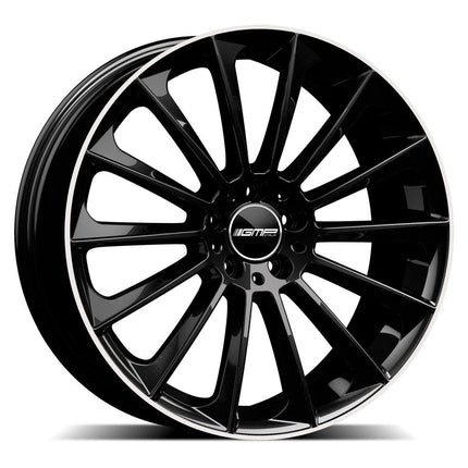 4 Velgen 18 inch Zwart met Gepolijste Rand 5x112 ET35+45 66.5 - Passend voor o.a. Audi, Mercedes, Volkswagen - VCTparts.nl