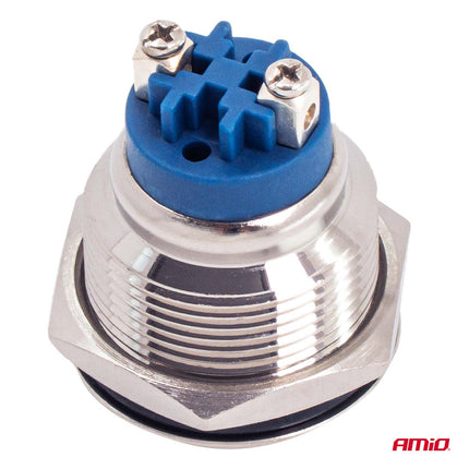 AMiO Runder Edelstahlschalter 19mm AN/AUS 5A 12V 230V - Langlebiger Auto- und Elektronikschalter für die Panelmontage
