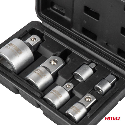 AMiO Dopadapterset 6-delig 1/4"-3/8"-1/2"-3/4" - Verloopset voor Dopsleutels