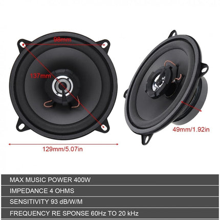 VCTparts 5 Inch Auto HiFi Speaker 400W 2 - way Universele Audio Box NORGOS 4