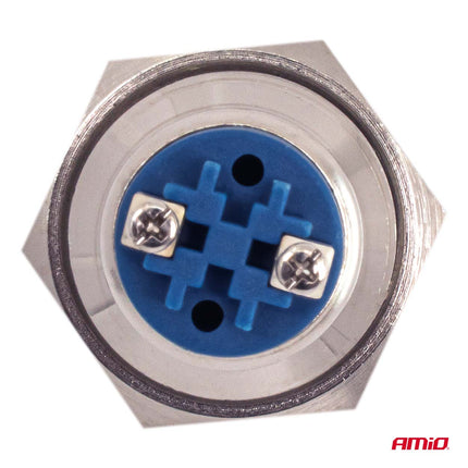 AMiO Runder Edelstahlschalter 19mm AN/AUS 5A 12V 230V - Langlebiger Auto- und Elektronikschalter für die Panelmontage