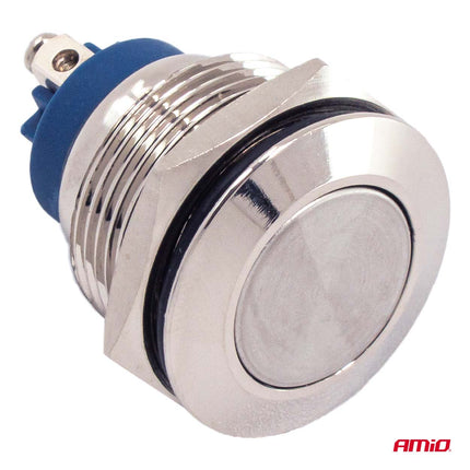 AMiO Runder Edelstahlschalter 19mm AN/AUS 5A 12V 230V - Langlebiger Auto- und Elektronikschalter für die Panelmontage
