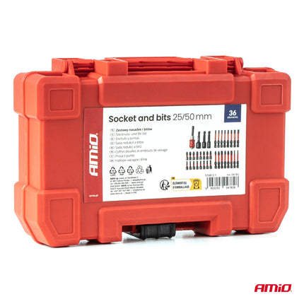 AMiO Schroeven en Bitjes Set 25/50mm – Complete 36-delige Gereedschapsset voor werkplaats en montage