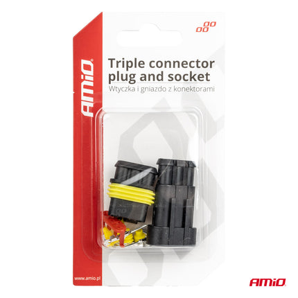 AMiO 3-Weg Connector Stekker & Stopcontact Set - VCTparts.nl