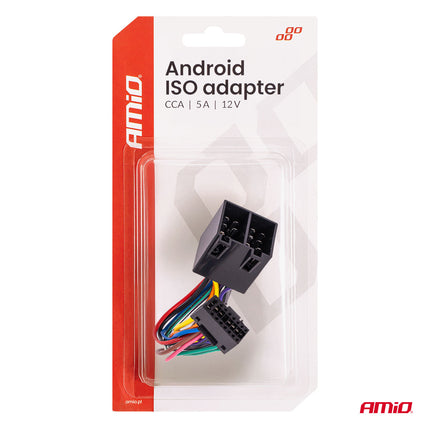 AMiO Android ISO Radioadapter 12V 5A CCA – Universal-Adapterstecker für Autoradios und Multimediasysteme