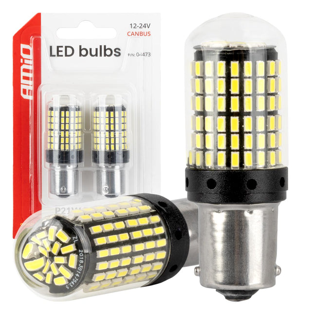 AMiO CANBUS LED Lampen 1156 BA15S P21W R10W R5W 4SMD 1860 Wit – 12V 24V - VCTparts.nl