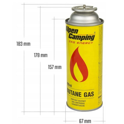 Alpen Camping Butaangasfles 400ml Gaspatroon Gasbus – Betrouwbaar kookgas voor onderweg en noodpakket