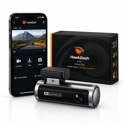 HawkDash 4K Dashcam mit WLAN und GPS – Sony Starvis 2 Nachtsicht, 170° Weitwinkel, Parkmodus und Loop Recording [USB-C 3840x2160]