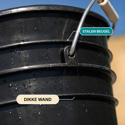 Glossio Detailing Emmer 20 Liter Zwart met Deksel – Stevige Wasemmer voor Krasvrij Wassen