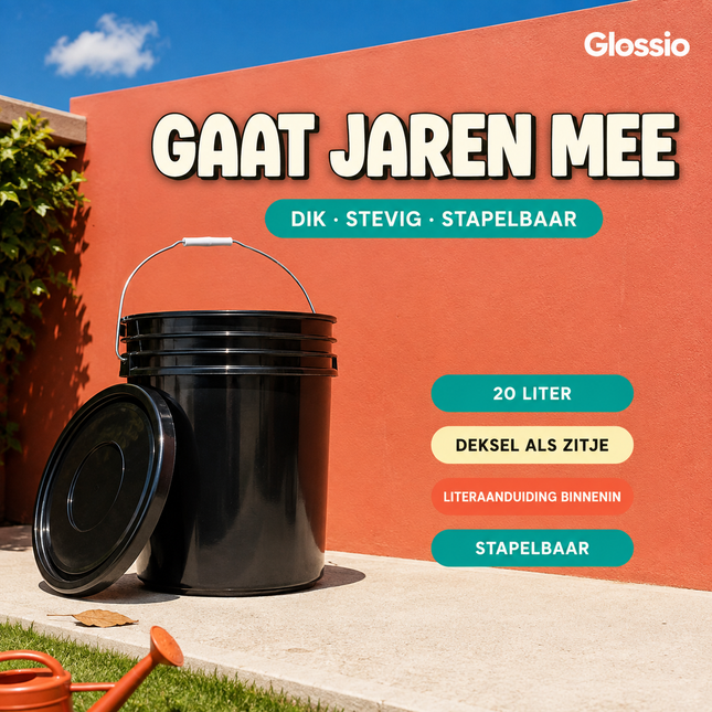Glossio Bucketdeal – 6-delig Compleet Autowas Startpakket met Emmer, Shampoo en Droogdoek